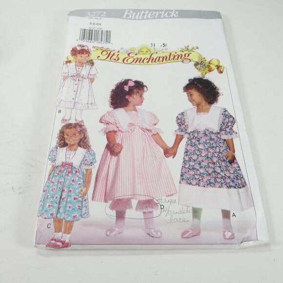 Butterick 3272 Clothing Pattern Child Dress, Bloomers - Pantaloons UNCUT - Picture 2 of 9